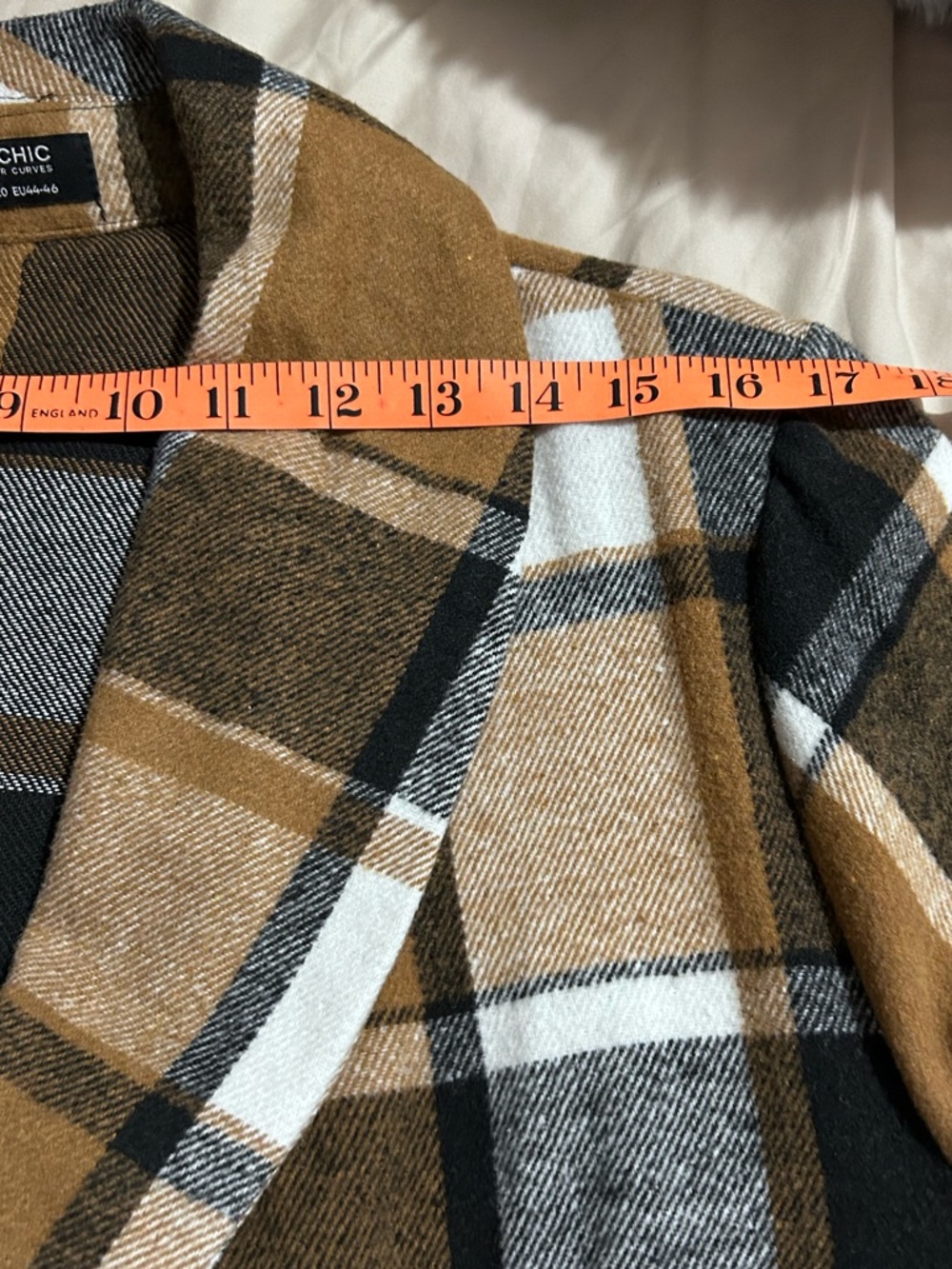 Bloomchic Plus 14-16 Plaid Belted Shawl Collar Cardigan Brown/Black/Cream NWOT - Picture 13 of 15